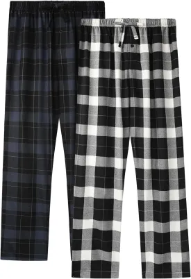 BAMBOO COOL Men's Pajama Bottoms Plaid Pajamas Pants for Men Soft Long Lounge Woven Pj Sleep Pant with Pockets
