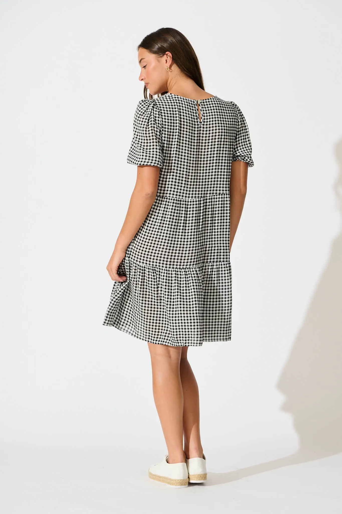Black Gingham Smock Dress by Neveen