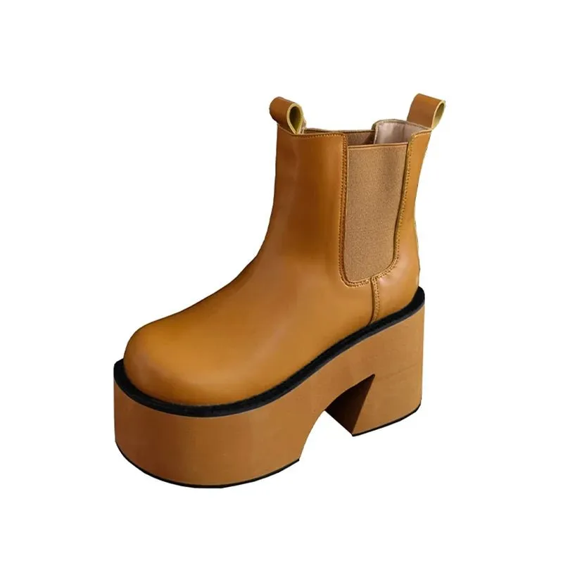 Bold Minimalist Platform Chelsea Boots with Chunky Heel