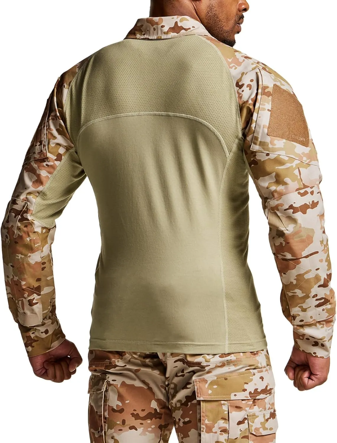 CQR Men's Combat Shirt Tactical 1/4 Zip Long Sleeve Military BDU Shirts Camo EDC Top with Pockets