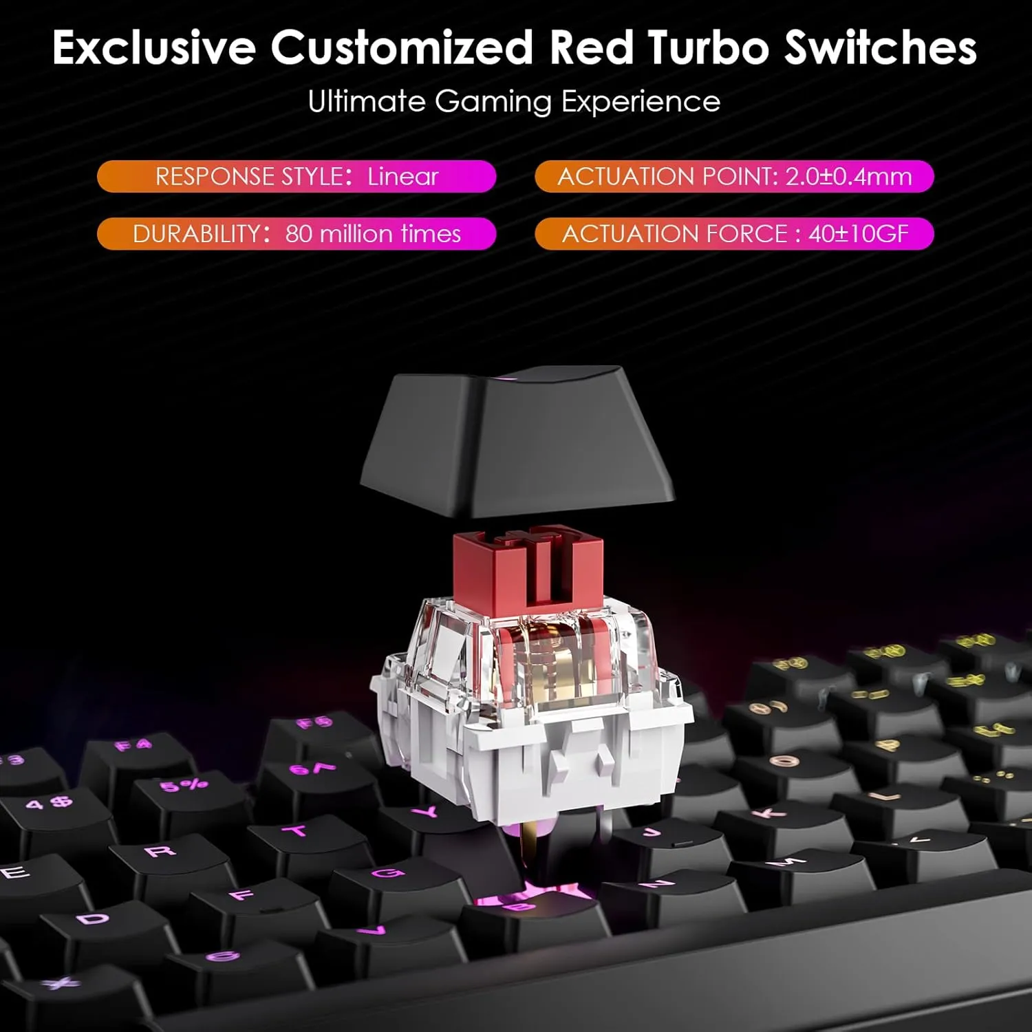 DURGOD TGK 300 Mechanical Gaming Keyboard for Windows Mac PC Laptop Tablet, 84 Keys Wired Keyboard with Red Linear Switch, RGB Backlit and Volume Wheel, Hot Swappable, Durable PBT Keycap