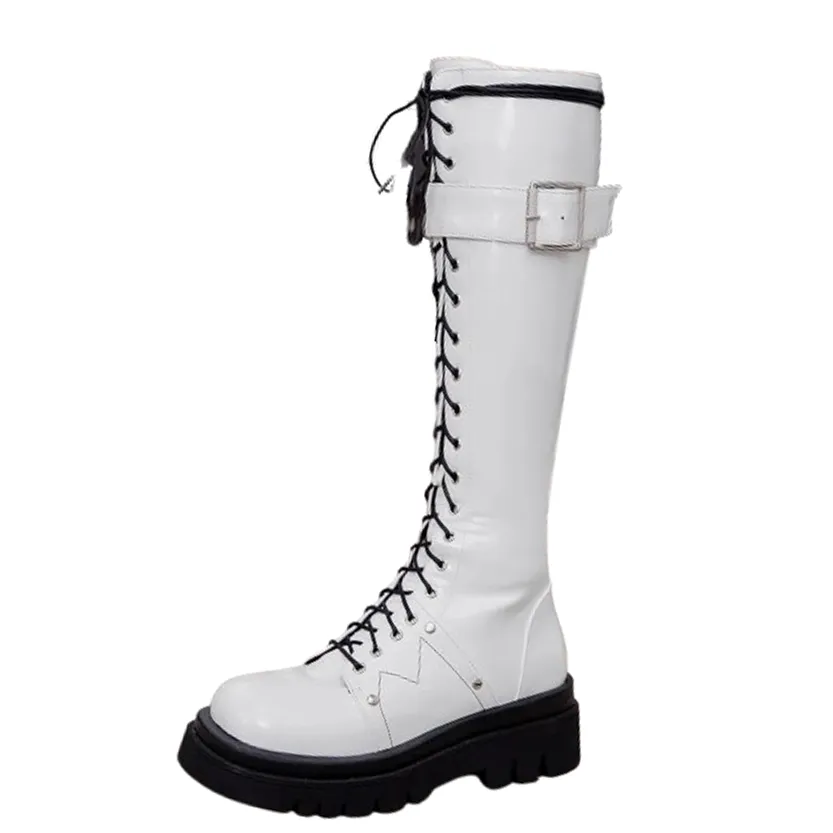 Funki Buys | Boots | Women's Large Buckle KneeHigh Goth Boot