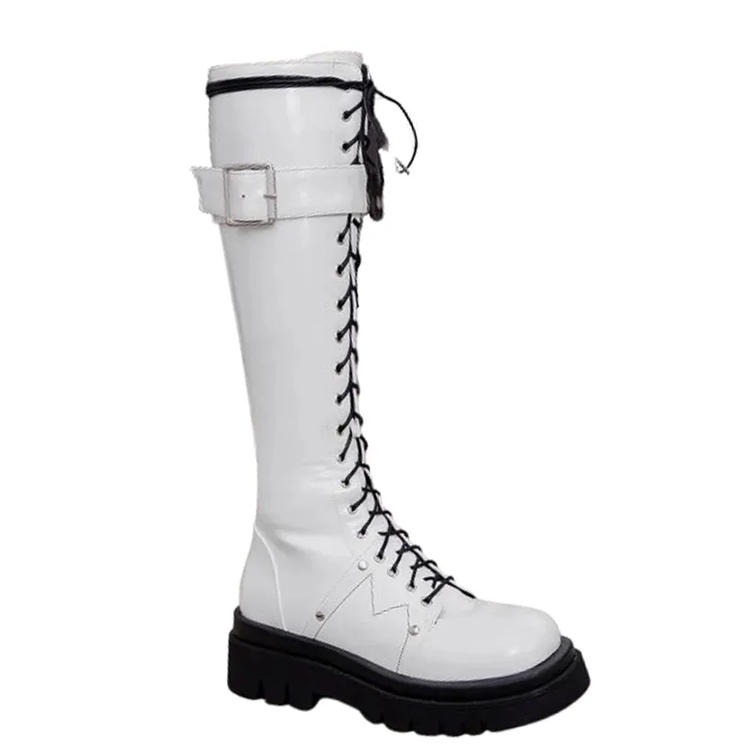 Funki Buys | Boots | Women's Large Buckle KneeHigh Goth Boot