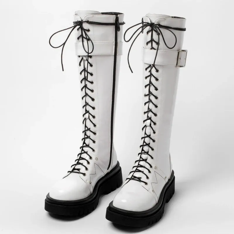 Funki Buys | Boots | Women's Large Buckle KneeHigh Goth Boot