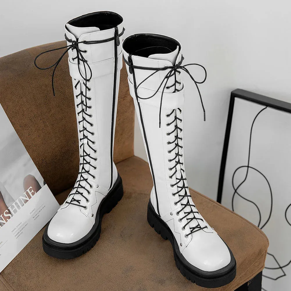 Funki Buys | Boots | Women's Large Buckle KneeHigh Goth Boot