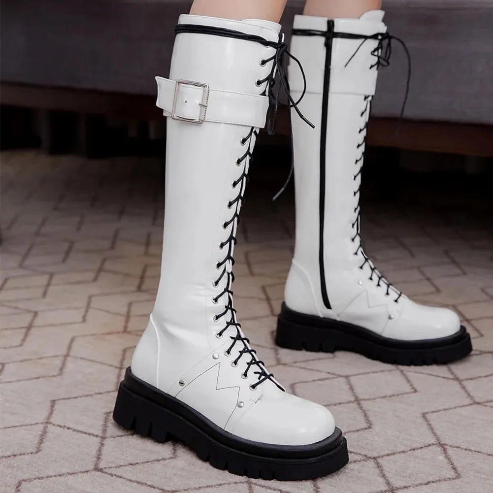 Funki Buys | Boots | Women's Large Buckle KneeHigh Goth Boot