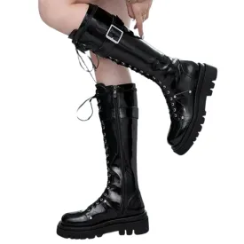 Funki Buys | Boots | Women's Large Buckle KneeHigh Goth Boot