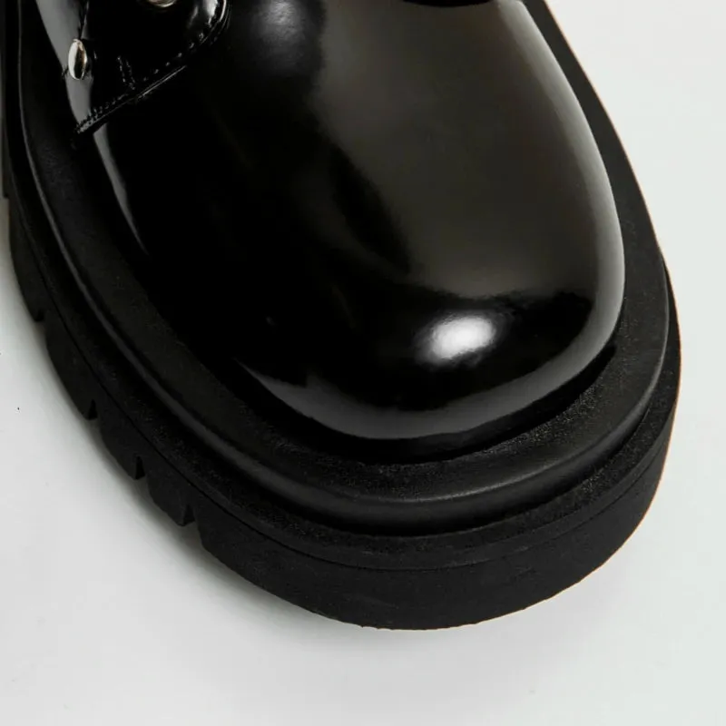 Funki Buys | Boots | Women's Large Buckle KneeHigh Goth Boot