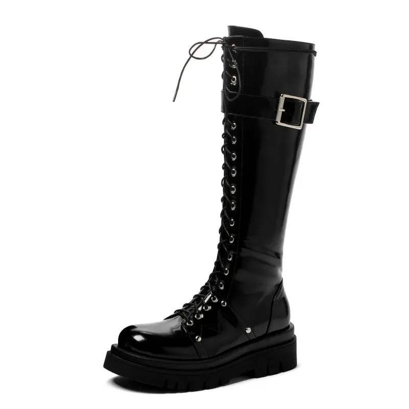 Funki Buys | Boots | Women's Large Buckle KneeHigh Goth Boot