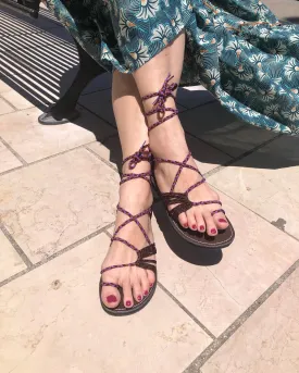 Gladiator Rope Sandals-Brown Purple