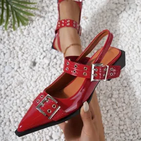 Heather Buckle Slingback Pumps