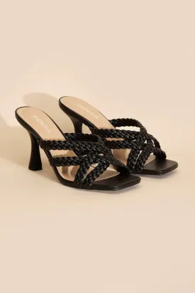 Kelly Ann Double Cross Braided Heels - Black or Bone