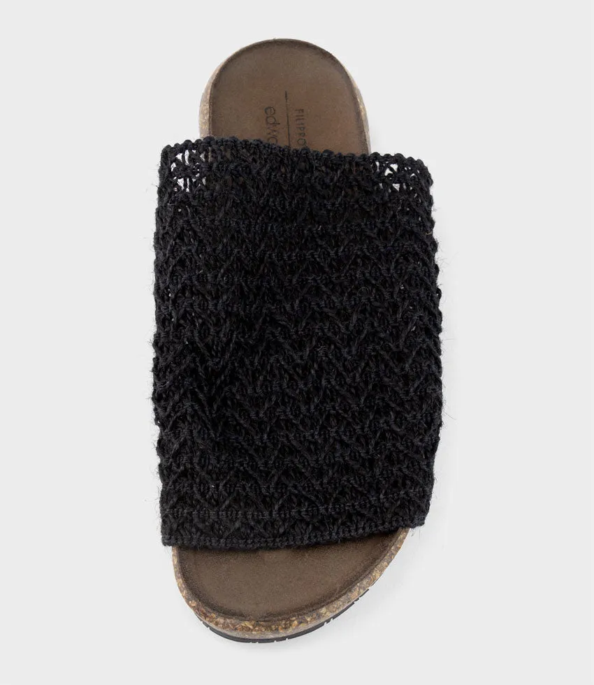 KYNDRA Textured Slide on Footbed in Black