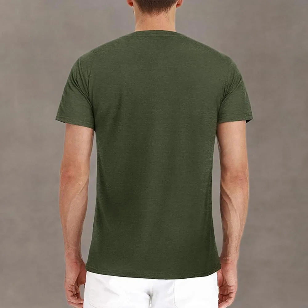 Mens Casual Short Sleeve Henley Shirts Fashion Button T Shirts with Pocket