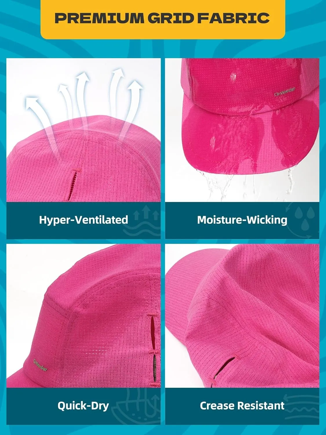 Performance Hat for Women Men, Lightweight Breathable Mesh Running Hat, Sport Cap for Golf, Cycling, Tennis