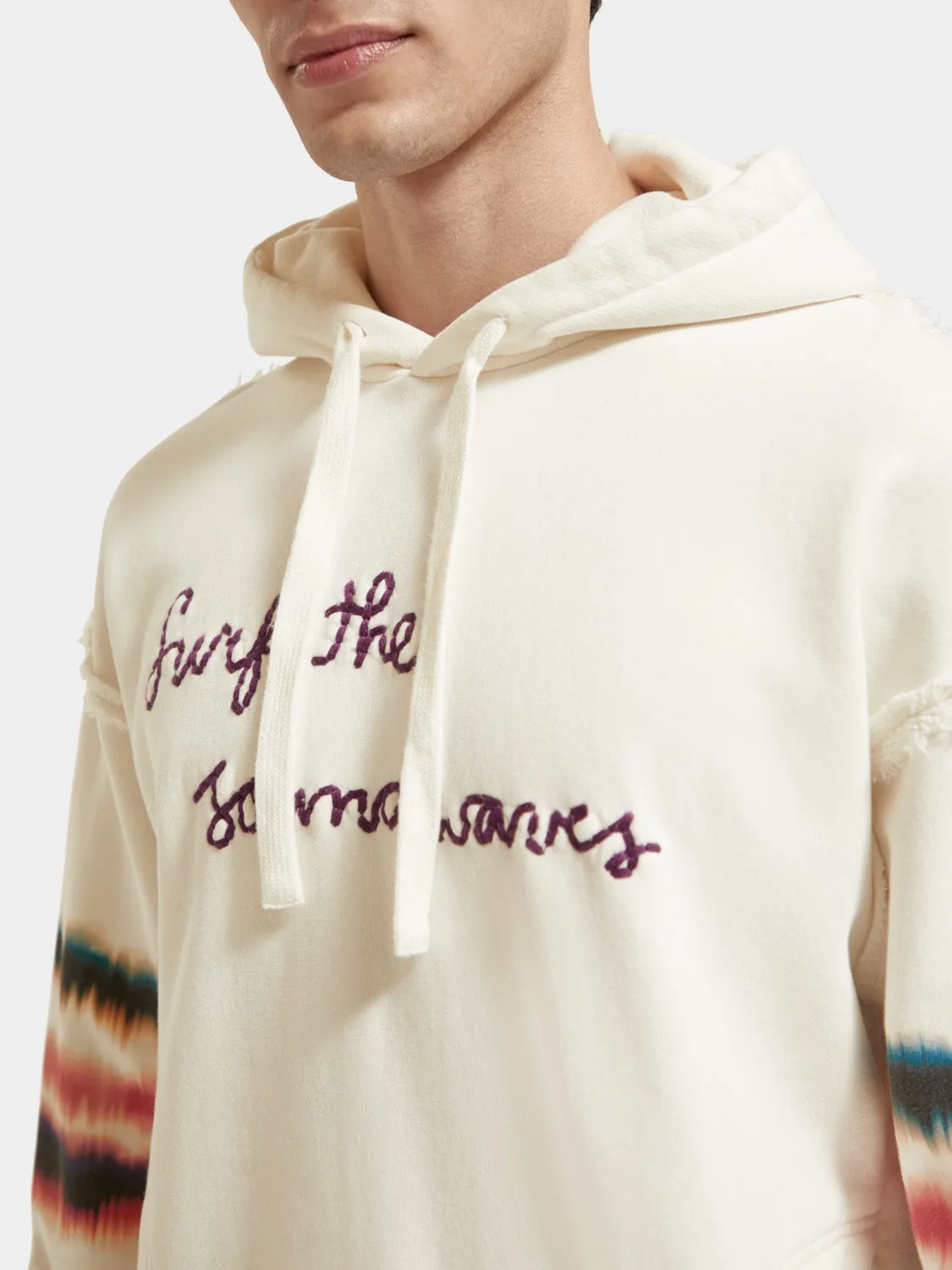 Raw edge artwork hoodie