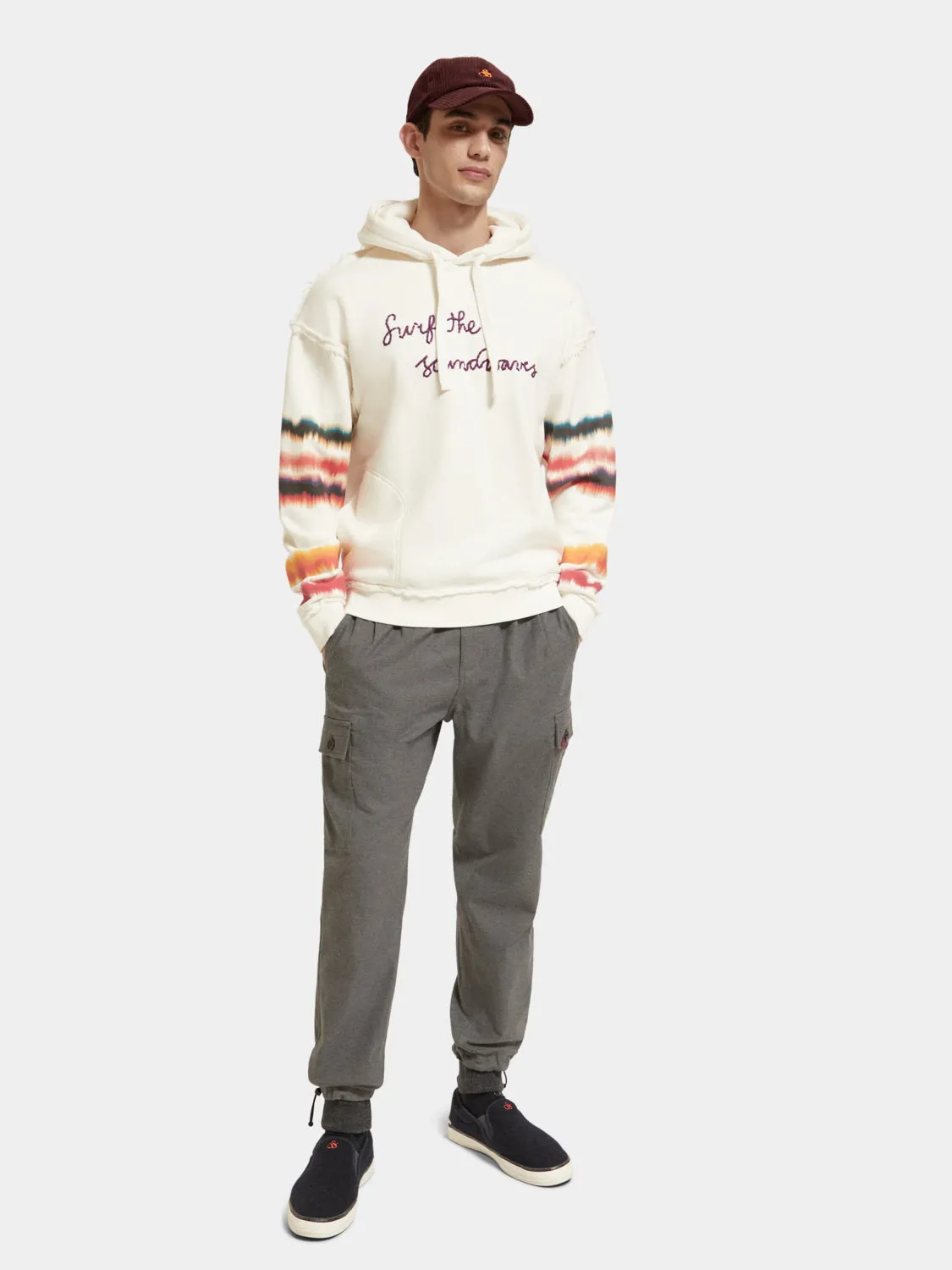 Raw edge artwork hoodie