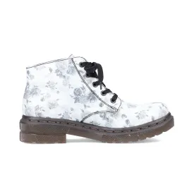 RIEKER COMBAT BOOTIE MINI BLACK FLORAL - WOMENS