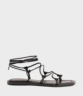 SAMILLA Sandal with Knotted Ankle Tie in Black