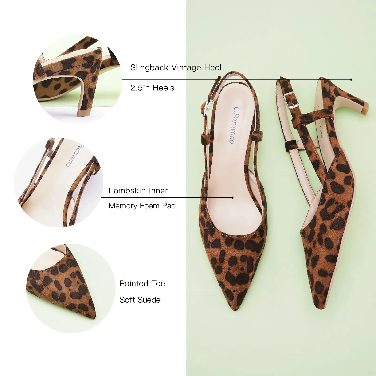 Sleek Slingback Pumps (Helen) Leopard