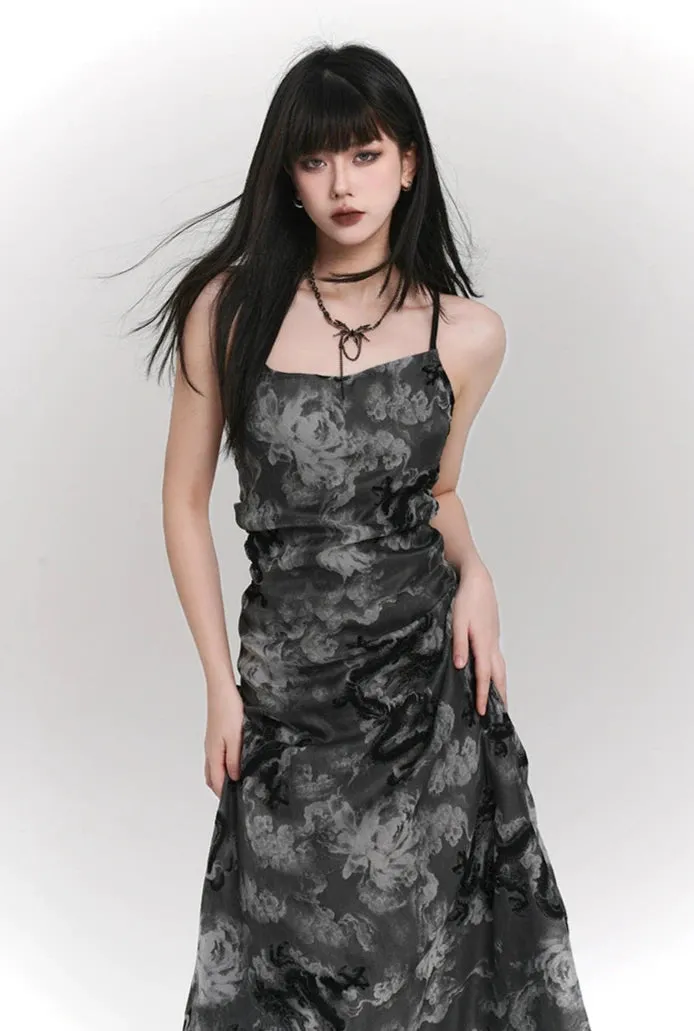 Sleeveless Asymmetrical Hem Floral Dress