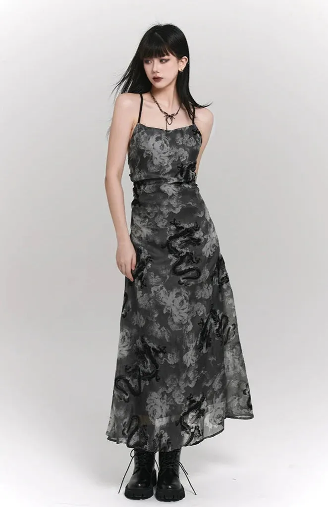 Sleeveless Asymmetrical Hem Floral Dress