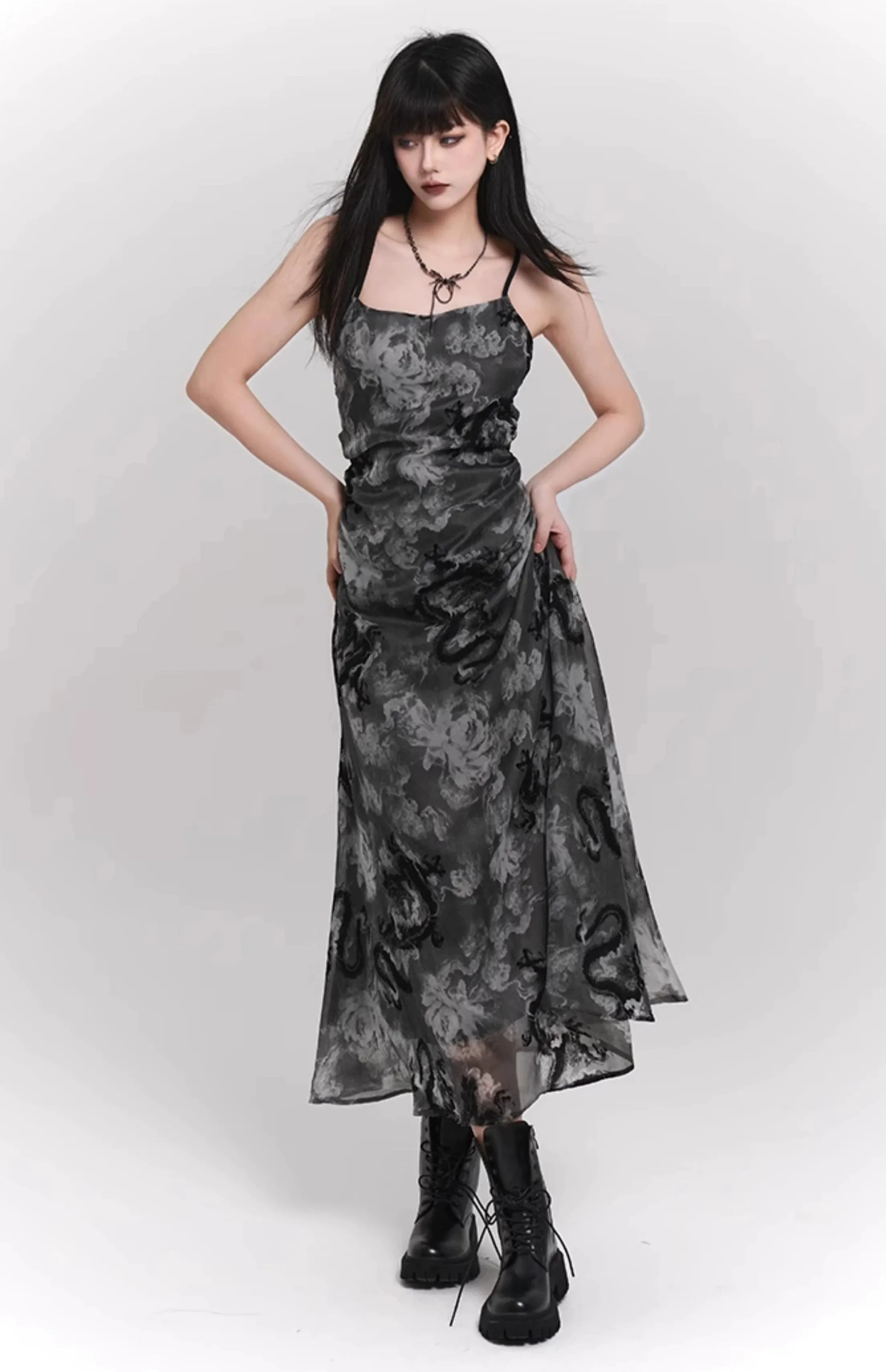 Sleeveless Asymmetrical Hem Floral Dress