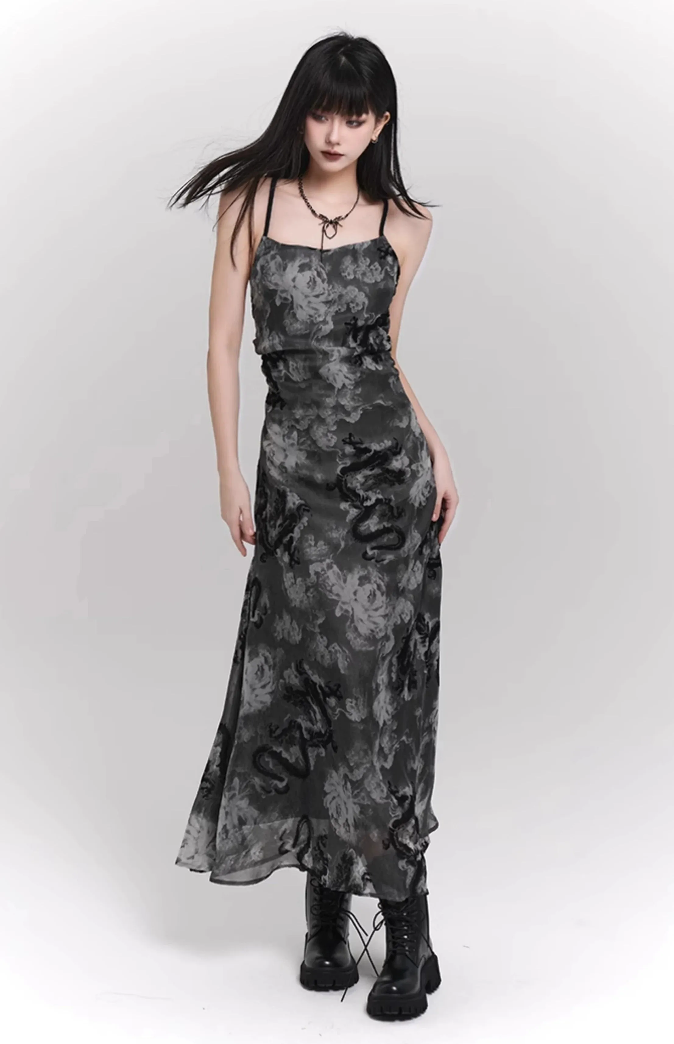 Sleeveless Asymmetrical Hem Floral Dress