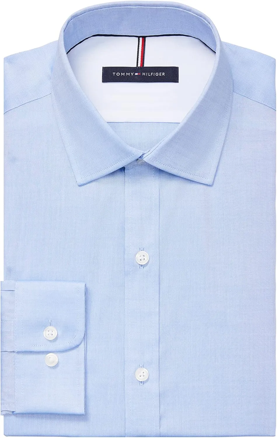 Tommy Hilfiger Men's Slim Fit Non Iron Solid Dress Shirt - Amazon Exclusive