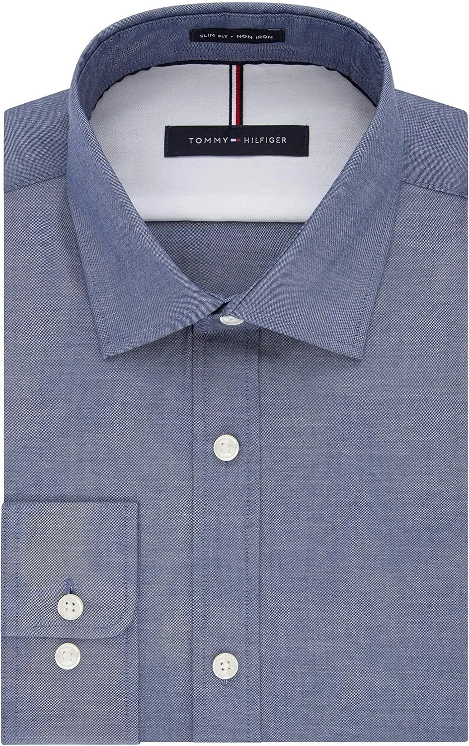 Tommy Hilfiger Men's Slim Fit Non Iron Solid Dress Shirt - Amazon Exclusive