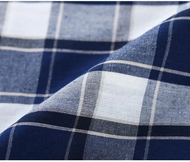 Vulcanodon 2 Pack Men's Cotton Pajama Shorts, Soft Woven Pajama Shorts for Men Plaid Pj Bottoms