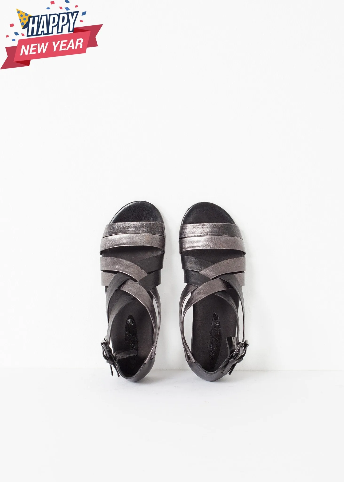 Wrap Sandal in Black/Steel